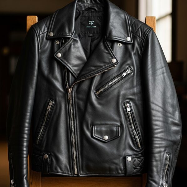 Men’s Premium Handmade Leather Jacket – Classic Fit Black Medium M