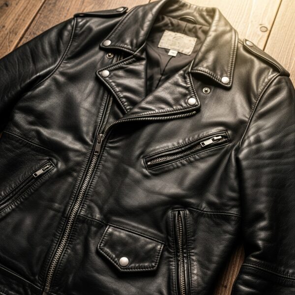 Men’s Premium Handmade Leather Jacket – Classic Fit Black Large L