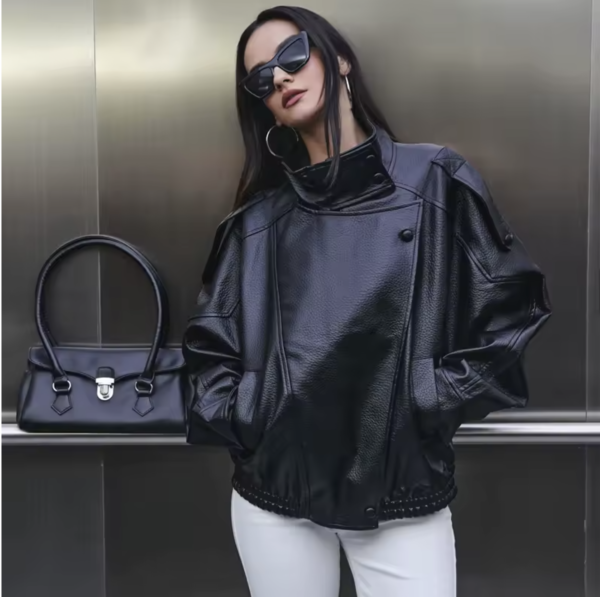 Leather Women's Jacket Black Oversize Bomber Jackets for Women Outerwears Winter Overcoat Female Fashion Jacket Woman